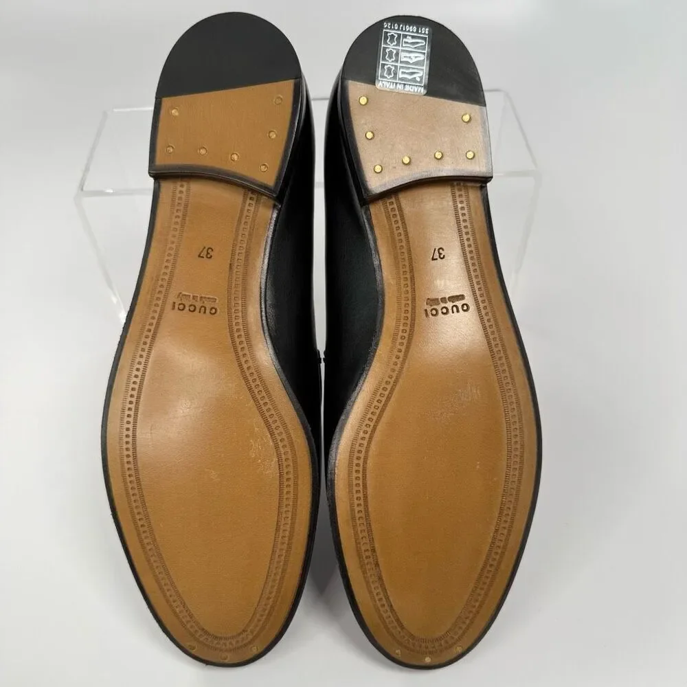 GUCCI Calfskin Womens Jordaan Loafers Size 37 Black